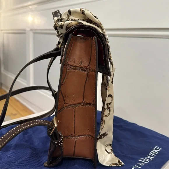 Dooney & Bourke Bag Denison Leather Croco Flap Brown Croc-Embossed Backback - Picture 7 of 17